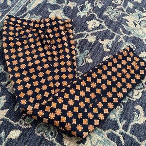 Blue J Crew pants with gold designs